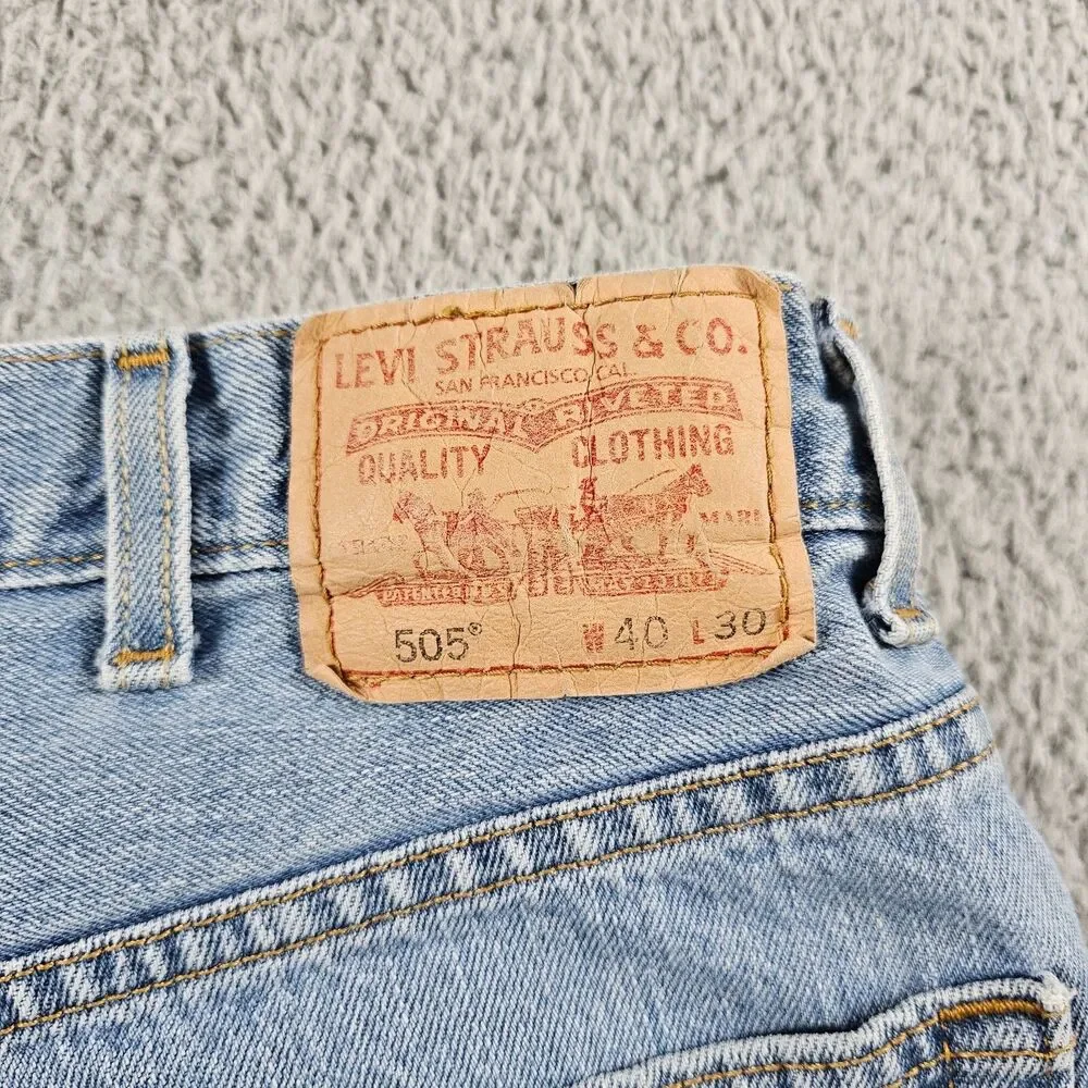 Levis 505 Jeans Mens 38x28 Blue Denim Regular Straight Grunge Y2K Vintage Casual